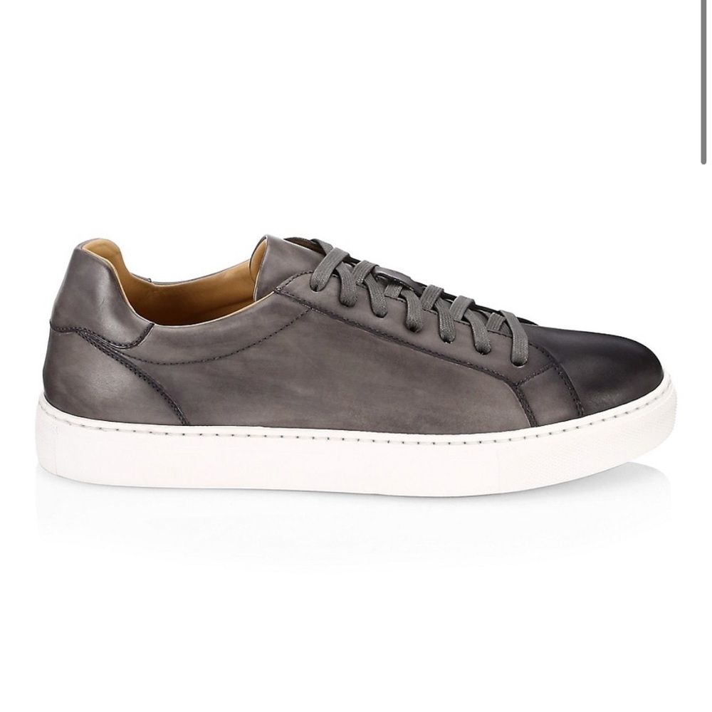EUC. Magnanni Burnished Leather Lace-Up Sneakers